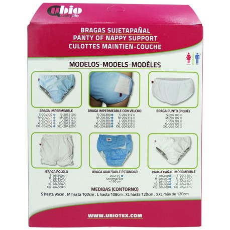 CULOTTE POUR L’INCONTINENCE IMPERMÉABLE VELCRO | Ubiotex®